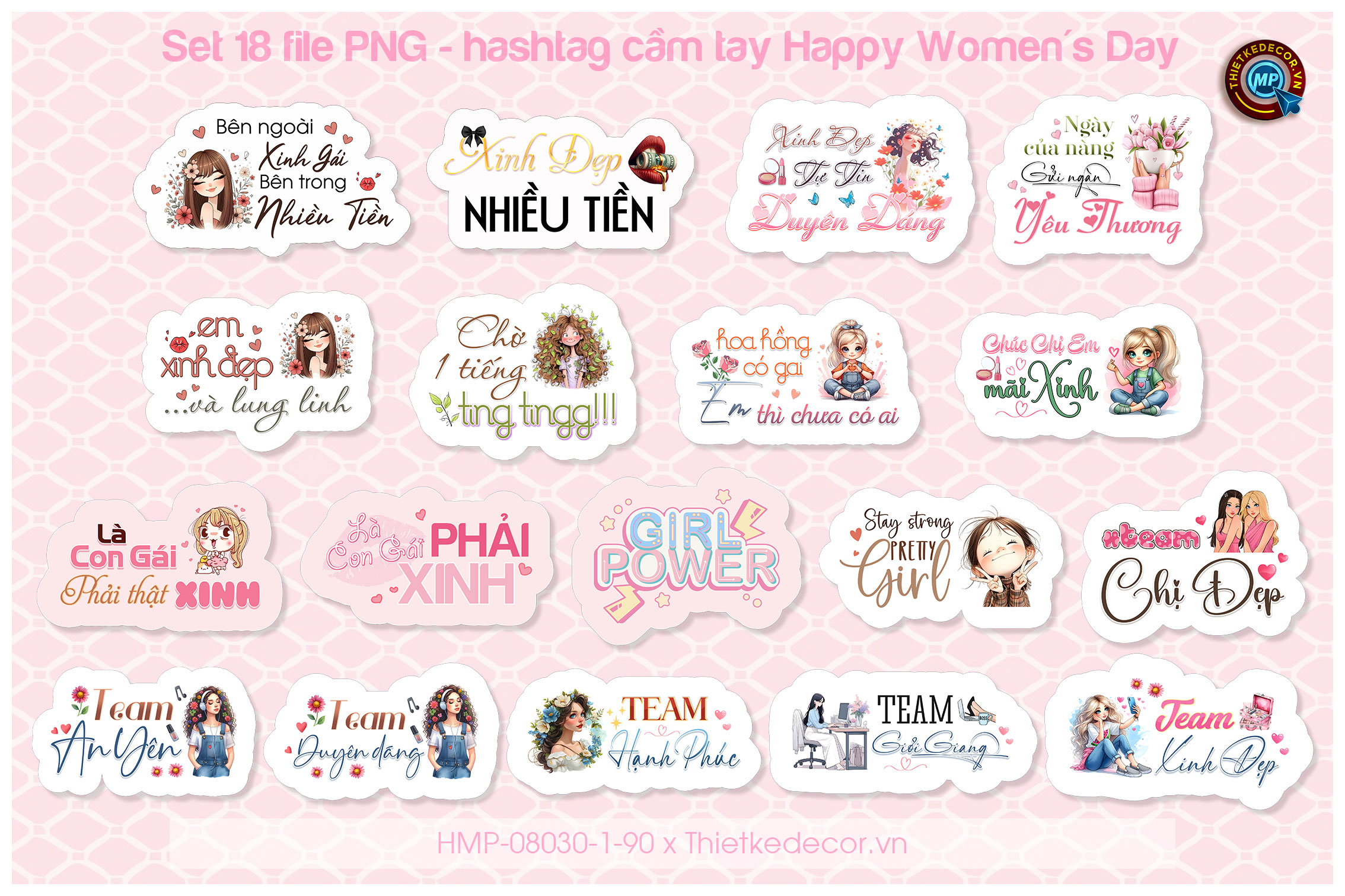 HashTag Cầm tay Ngày Quốc tế Phụ Nữ Happy Women's Day